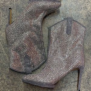 Silver rhinestone boot
